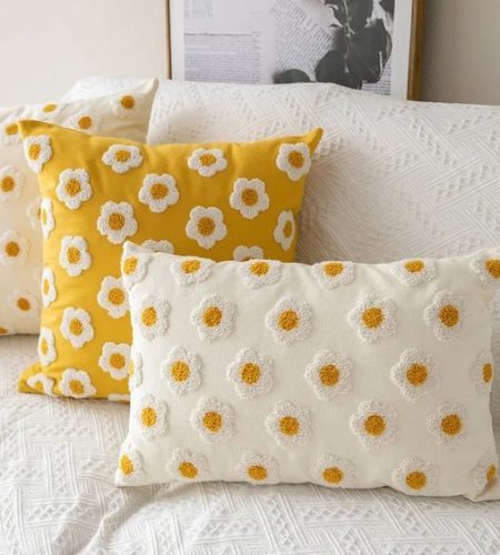 Floral Embroidrary Design Cushion Cover, Floral Cushion Cover, Cotton Cushion Cover